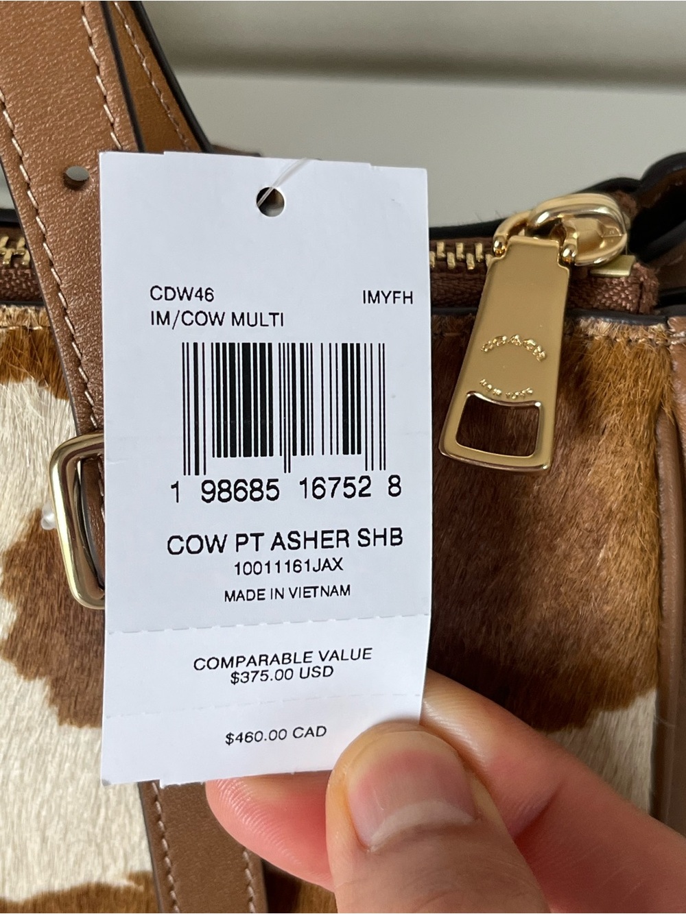 ✅Coach Asher Shoulder Bag In Haircalf With Cow Print - Picture 5 of 10
